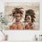 Designart - Portrait of Afro American Couple - Modern Print on Natural Pine Wood